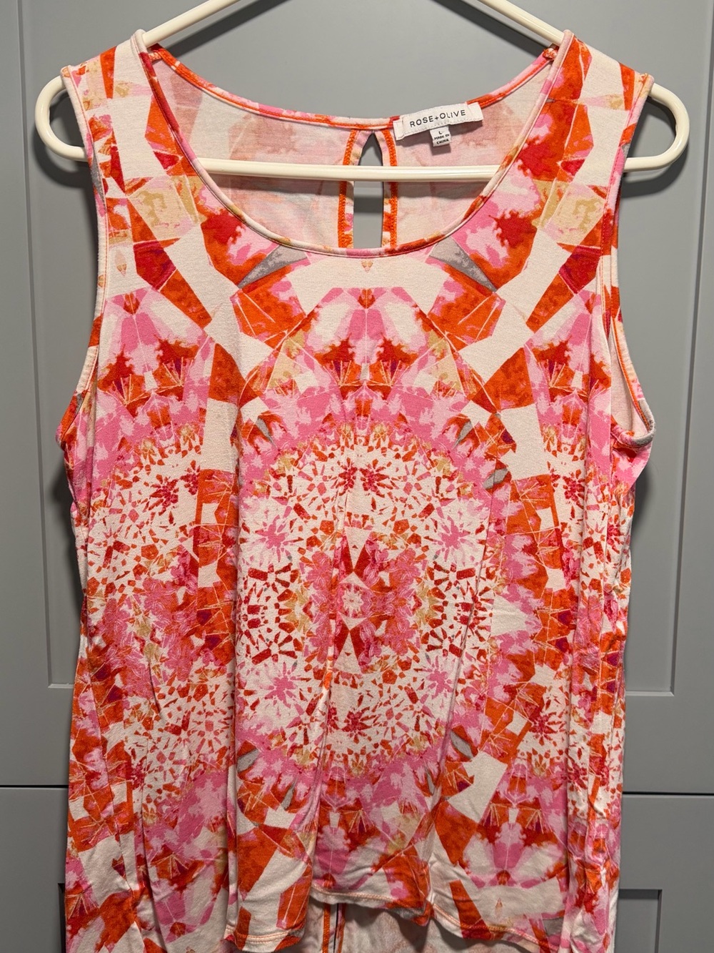 Rose & Olive Pink and Orange Mandala-Print Sleeveless Tank